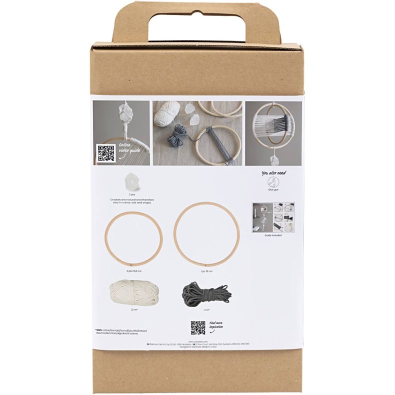 DIY Kit Macram&eacute;, Mobile, gr&aring;, off white, 1 pk.