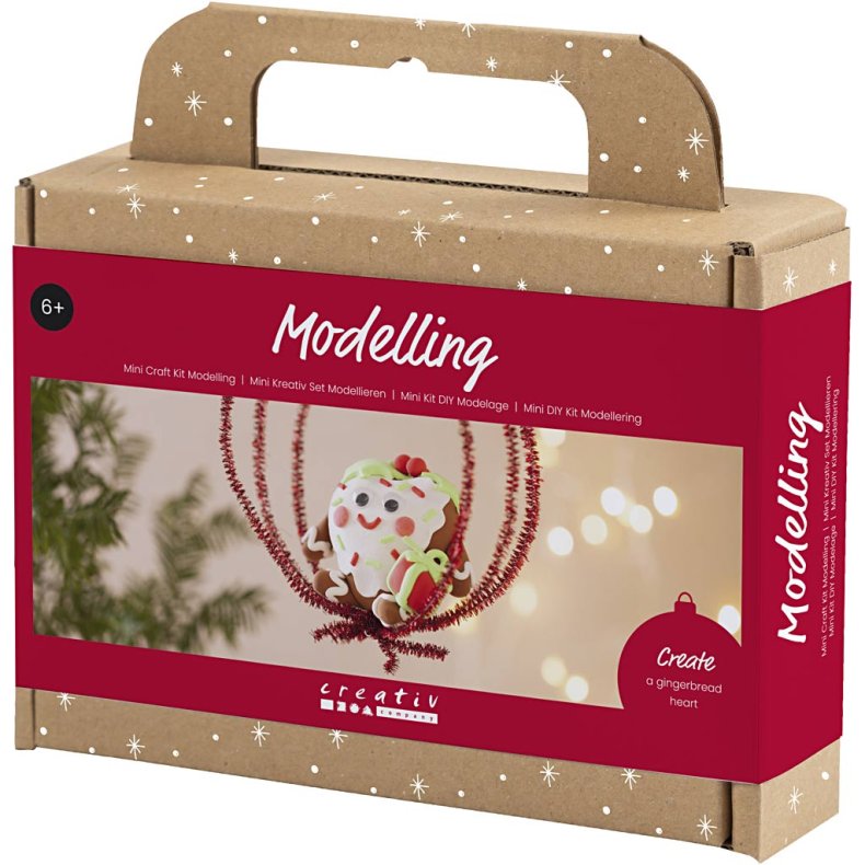 Mini DIY Kit Modellering, Hjerteformet julefigur, ass. farver, 1 pk.