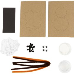 Mini DIY Kit Dekoration, Julekort med snem&aelig;nd, sort, brun, mellem orange, hvid, 1 pk.