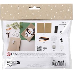 Mini DIY Kit Dekoration, Julekort med snem&aelig;nd, sort, brun, mellem orange, hvid, 1 pk.