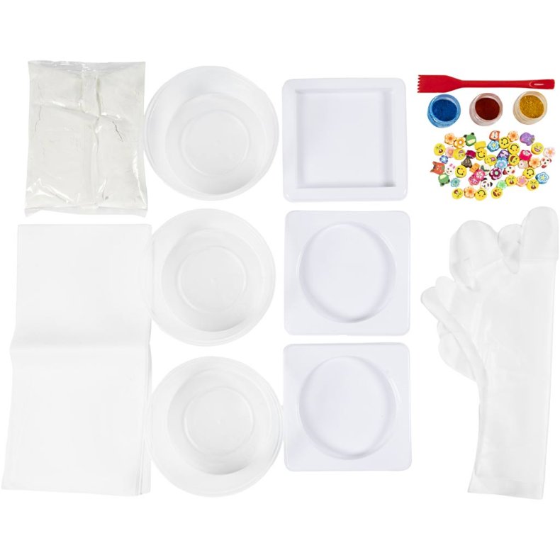 DIY Kit St&oslash;bning, Platter, bl&aring;, r&oslash;d, gul, 1 pk.