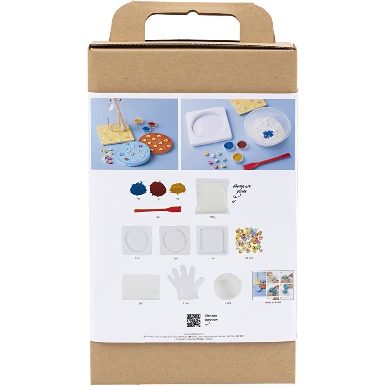 DIY Kit St&oslash;bning, Platter, bl&aring;, r&oslash;d, gul, 1 pk.