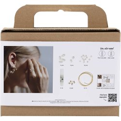 Mini DIY Kit Smykker, &Oslash;reringe med wire, forgyldt, 1 pk.