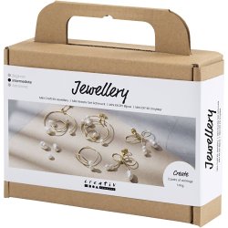 Mini DIY Kit Smykker, &Oslash;reringe med wire, forgyldt, 1 pk.