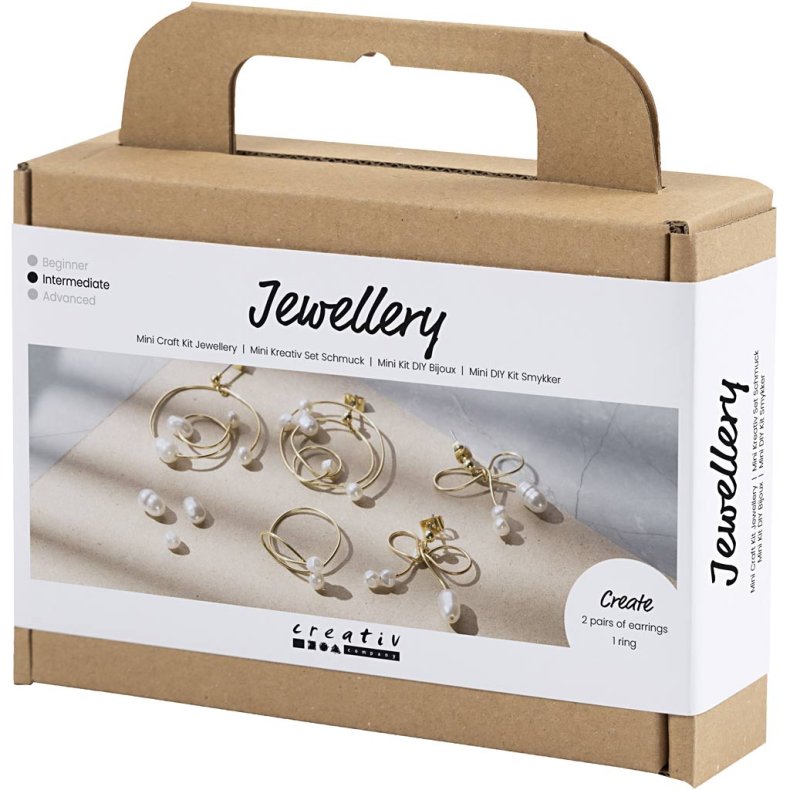 Mini DIY Kit Smykker, &Oslash;reringe med wire, forgyldt, 1 pk.