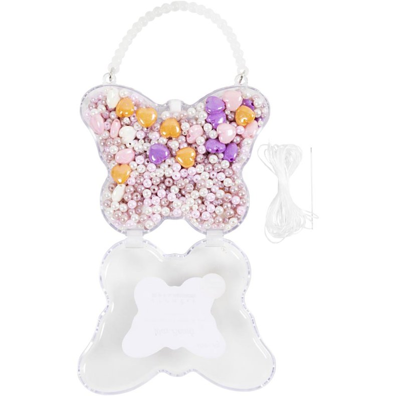 Voksperler, hulstr. 1,3-2,5 mm, ca. 1800+ stk., pastelorange, soft rosa, lys lilla, perlemor, 127 g, 1 pk.