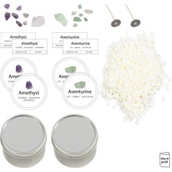 Mini DIY Kit Lysst&oslash;bning, Soyalys med aventurin og aventyst, creme, off white, 1 pk.