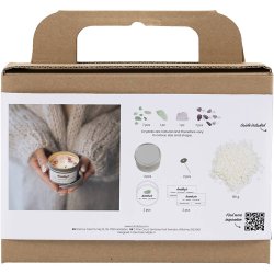 Mini DIY Kit Lysst&oslash;bning, Soyalys med aventurin og aventyst, creme, off white, 1 pk.