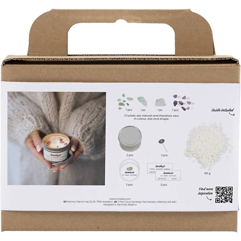 Mini DIY Kit Lysst&oslash;bning, Soyalys med aventurin og aventyst, creme, off white, 1 pk.