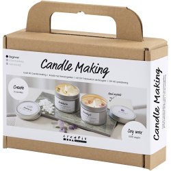 Mini DIY Kit Lysst&oslash;bning, Soyalys med aventurin og aventyst, creme, off white, 1 pk.