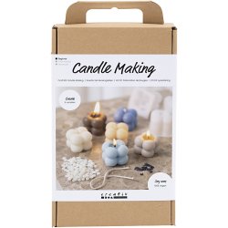 DIY Kit Lysst&oslash;bning, Bubble soyalys, varm beige, lys bl&aring;, creme, 1 pk.