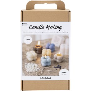DIY Kit Lysstøbning, Bubble soyalys, varm beige, lys blå, creme, 1 pk.