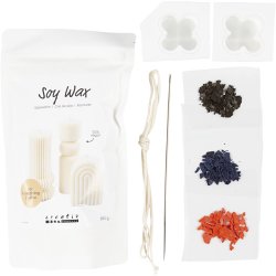 DIY Kit Lysst&oslash;bning, Bubble soyalys, varm beige, lys bl&aring;, creme, 1 pk.