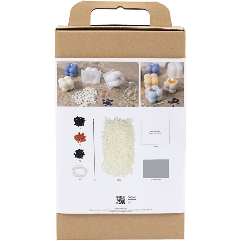 DIY Kit Lysst&oslash;bning, Bubble soyalys, varm beige, lys bl&aring;, creme, 1 pk.