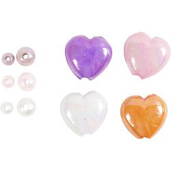 Voksperler, hulstr. 1,3-2,5 mm, ca. 5500 stk., pastelorange, soft rosa, lys lilla, perlemor, 425 g, 700 ml/ 1 ds.