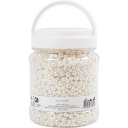 Voksperler, diam. 3-8 mm, hulstr. 1,3-2,5 mm, ca. 5000, hvid perlemor, 430 g, 700 ml/ 1 ds.