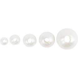 Voksperler, diam. 3-8 mm, hulstr. 1,3-2,5 mm, ca. 5000, hvid perlemor, 430 g, 700 ml/ 1 ds.
