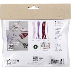 Mini DIY Kit Chenilleblomster, Spider lily, soft rosa, lys lilla, m&oslash;rk r&oslash;d, 1 pk.