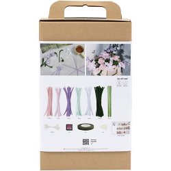 DIY Kit Chenilleblomster, Blomster, pastelfarver, 1 pk.