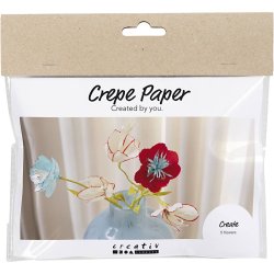 Mini DIY Kit Crepepapir, Crepeblomster, pastelfarver, 1 pk.