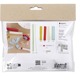 Mini DIY Kit Crepepapir, Crepeblomster, pastelfarver, 1 pk.