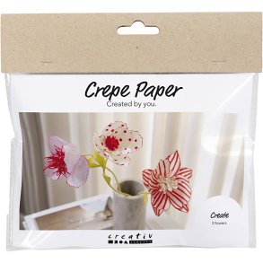 Mini DIY Kit Crepepapir, Blomster, pastelfarver, 1 pk.