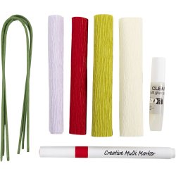 Mini DIY Kit Crepepapir, Blomster, pastelfarver, 1 pk.