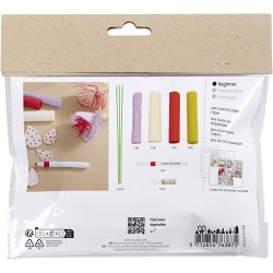 Mini DIY Kit Crepepapir, Blomster, pastelfarver, 1 pk.