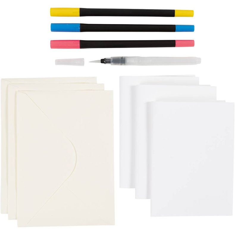 Mini DIY Kit Akvarel, Kort med kuverter, 1 pk.