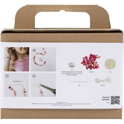 Mini DIY Kit Smykker, Halsk&aelig;de og armb&aring;nd, pink, 1 pk.