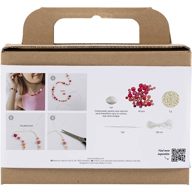 Mini DIY Kit Smykker, Halsk&aelig;de og armb&aring;nd, pink, 1 pk.