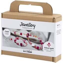 Mini DIY Kit Smykker, Halsk&aelig;de og armb&aring;nd, pink, 1 pk.