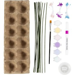 DIY Kit &AElig;ggebakke blomster, pastelfarver, 1 pk.