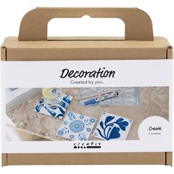 Mini DIY Kit Dekoration, Porcel&aelig;ns coasters, bl&aring;, 1 pk.