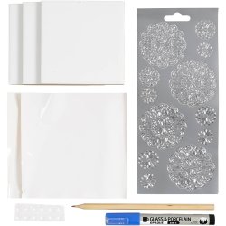 Mini DIY Kit Dekoration, Porcel&aelig;ns coasters, bl&aring;, 1 pk.