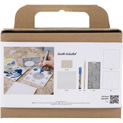 Mini DIY Kit Dekoration, Porcel&aelig;ns coasters, bl&aring;, 1 pk.