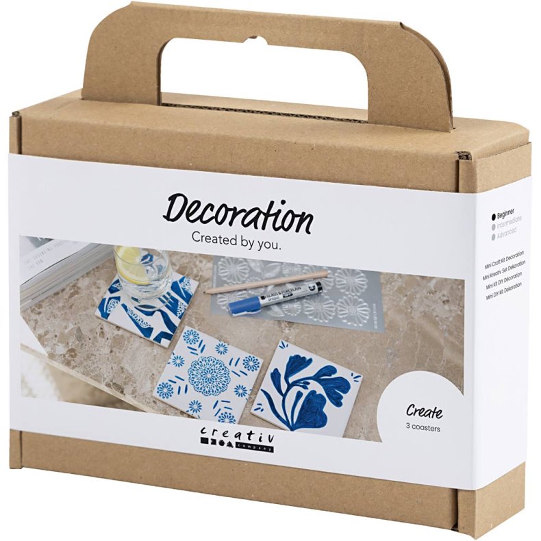 Mini DIY Kit Dekoration, Porcel&aelig;ns coasters, bl&aring;, 1 pk.