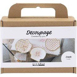 Mini DIY Kit Decoupage, Muslingeskaller, soft rosa, 1 pk.