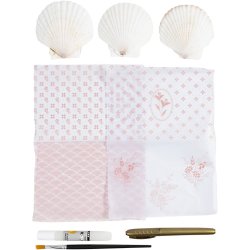 Mini DIY Kit Decoupage, Muslingeskaller, soft rosa, 1 pk.