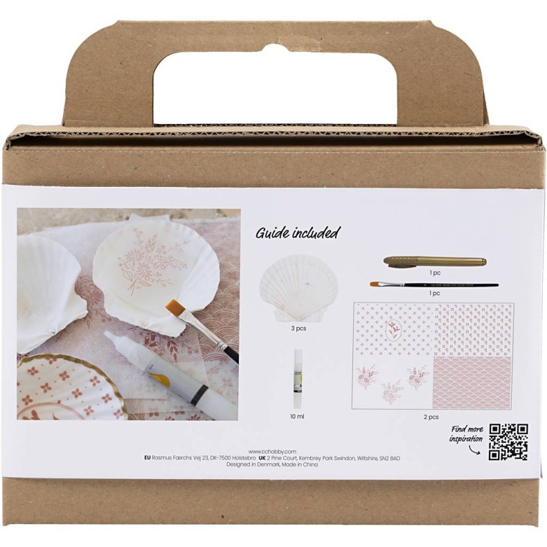 Mini DIY Kit Decoupage, Muslingeskaller, soft rosa, 1 pk.