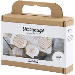 Mini DIY Kit Decoupage, Muslingeskaller, soft rosa, 1 pk.