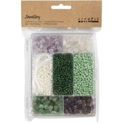 DIY Mix Smykker, Krystaller, str. 2,6-10 mm, hulstr. 0,8-1,2 mm, ca. 2460 stk., ass. farver, 1 pk.
