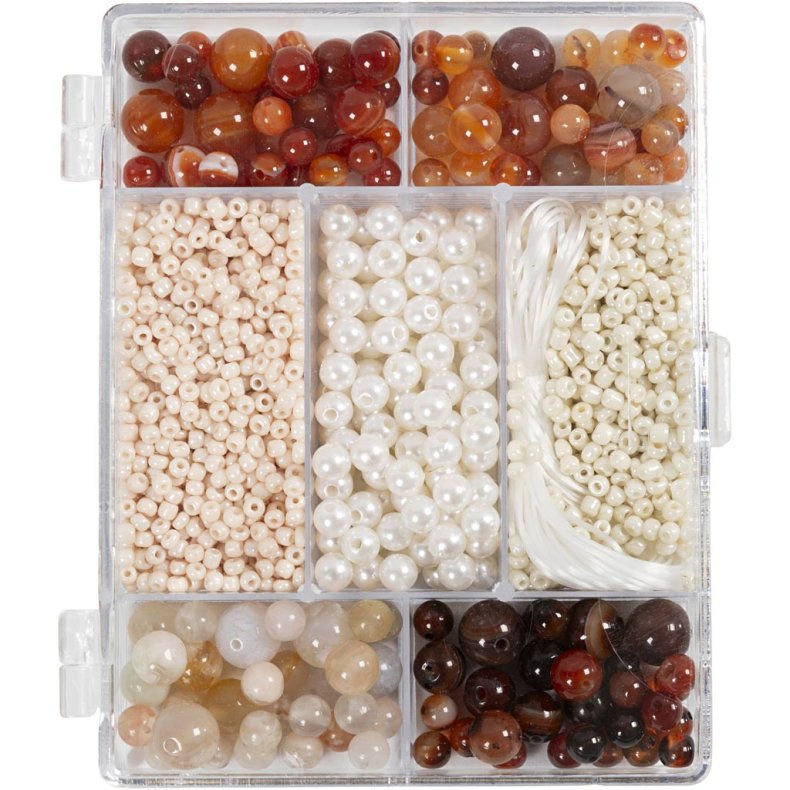DIY Mix Smykker, Agater, str. 2,6-10 mm, hulstr. 0,8-1,8 mm, ass. farver, 1 pk.