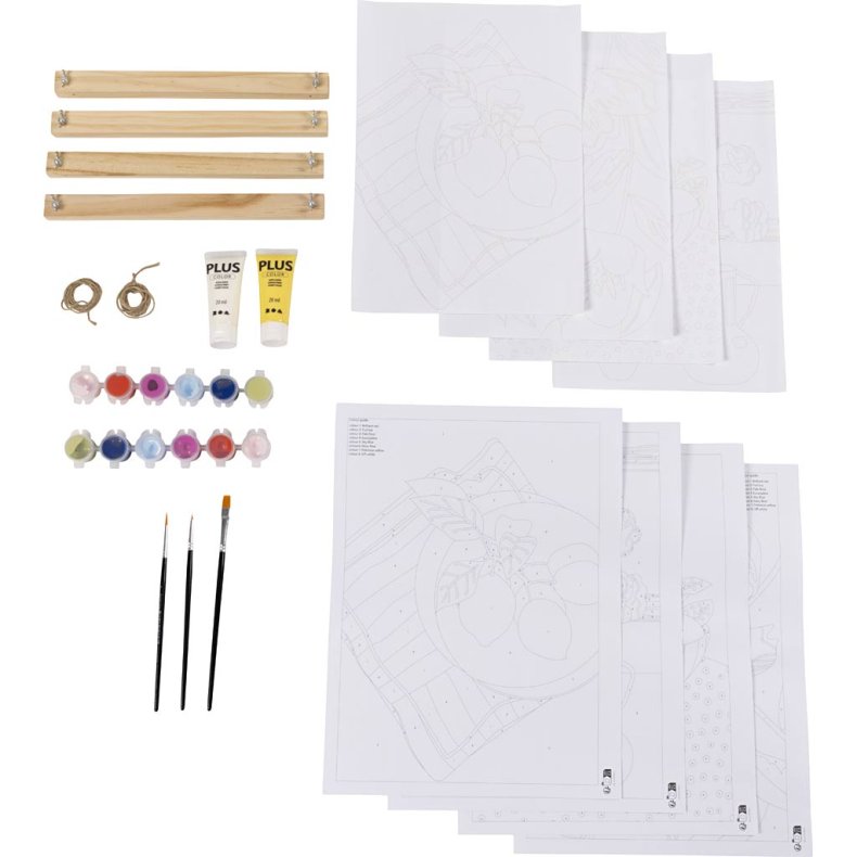 DIY Kit Farvel&aelig;gning, Paint by numbers, akrylmaling, 1 pk.