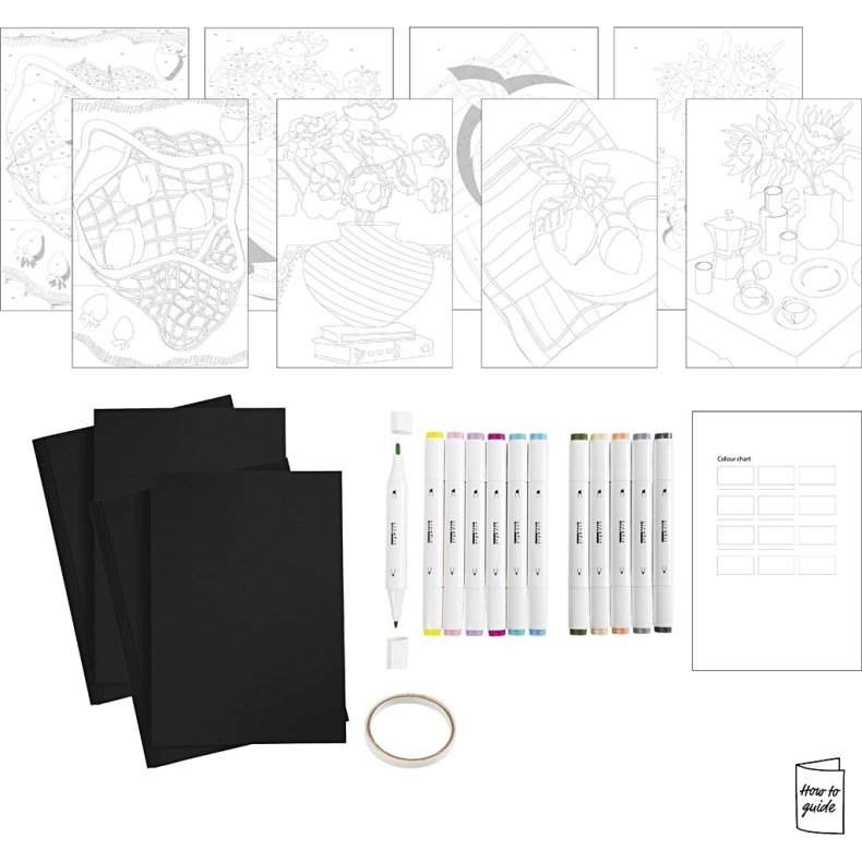 DIY Kit Farvel&aelig;gning, Paint by numbers, markers, 1 pk.