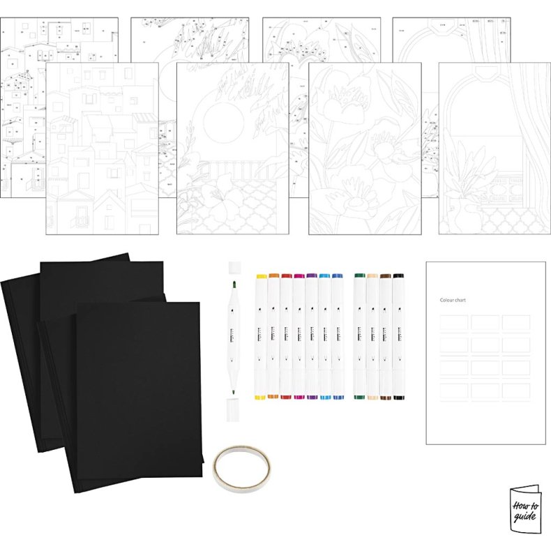 DIY Kit Farvel&aelig;gning, Paint by numbers, markers, 1 pk.