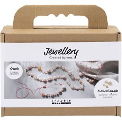 Mini DIY Kit Smykker, Halsk&aelig;de og armb&aring;nd, pink, 1 pk.