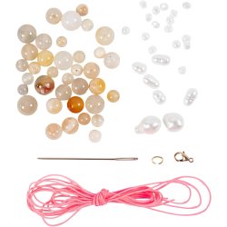 Mini DIY Kit Smykker, Halsk&aelig;de og armb&aring;nd, pink, 1 pk.