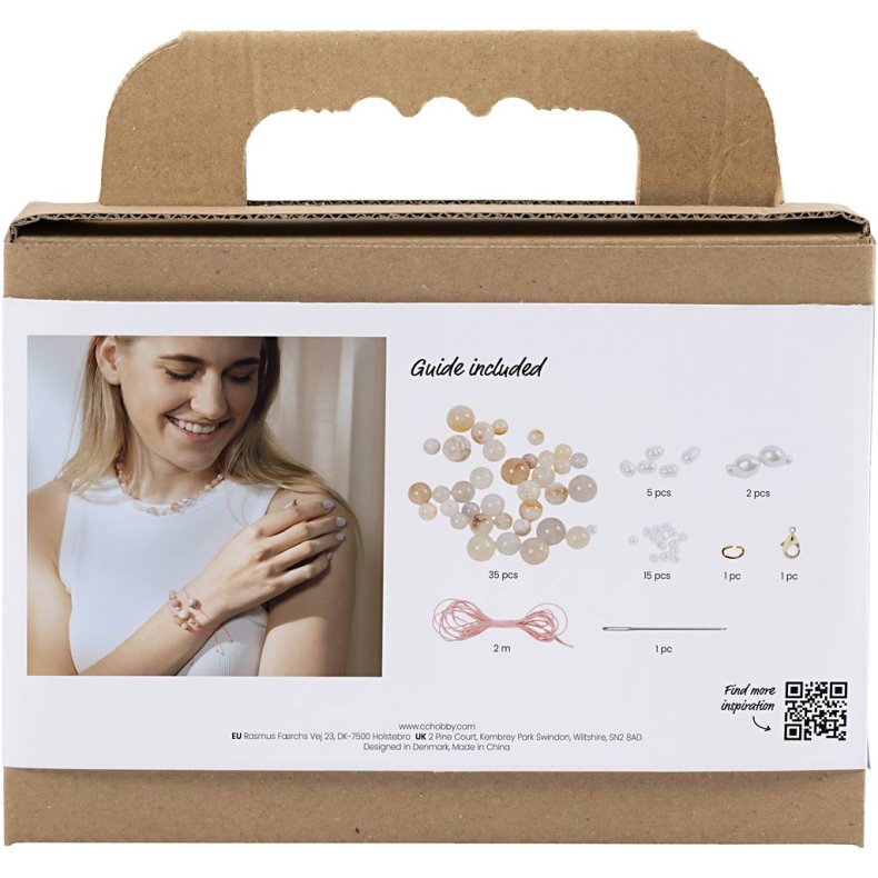 Mini DIY Kit Smykker, Halsk&aelig;de og armb&aring;nd, pink, 1 pk.