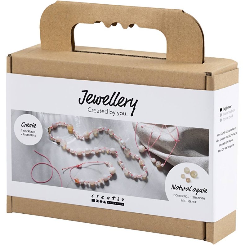 Mini DIY Kit Smykker, Halsk&aelig;de og armb&aring;nd, pink, 1 pk.